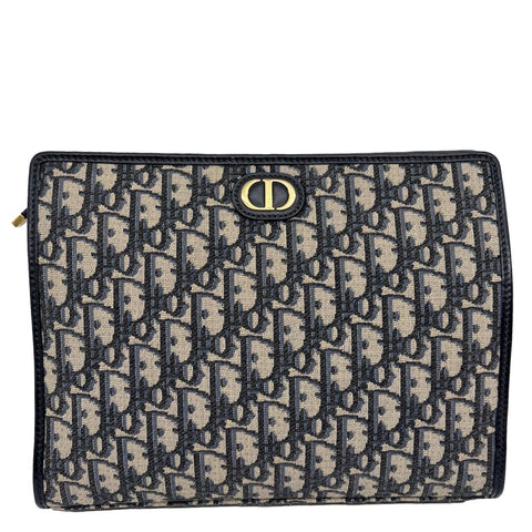 Christian Dior 30 Montaigne Oblique Dior Monogram Canvas Pouch Navy Blue