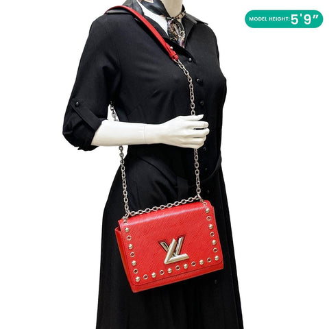 LOUIS VUITTON Twist MM Studded Epi Leather Crossbody Bag Red