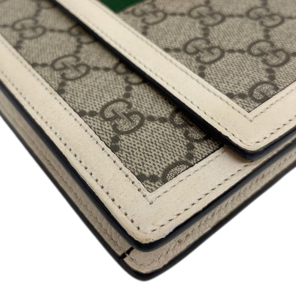 GUCCI Web Queen Margaret Mini GG Supreme Canvas Chain Wallet Beige 476079