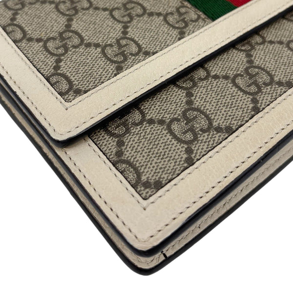 GUCCI Web Queen Margaret Mini GG Supreme Canvas Chain Wallet Beige 476079