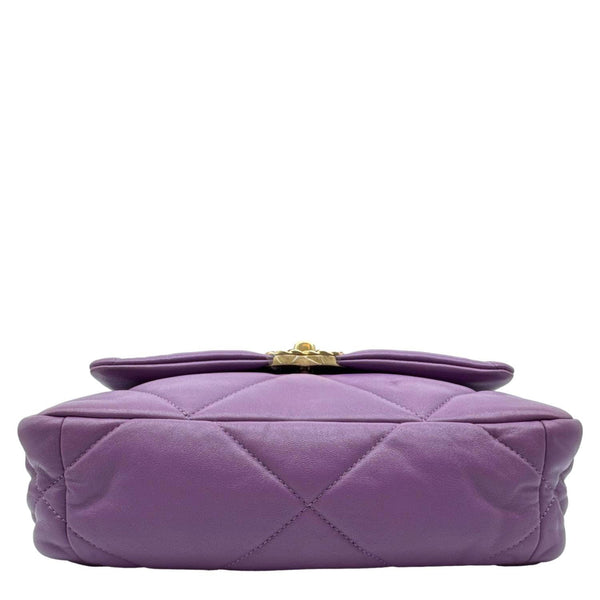 CHANEL 19 Flap Medium Quilted Lambskin Leather Shoulder Bag Purple