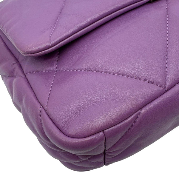 CHANEL 19 Flap Medium Quilted Lambskin Leather Shoulder Bag Purple