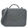 CHANEL Vanity Case Filigree CC  Large Caviar Quilted Shoulder Bag Grey