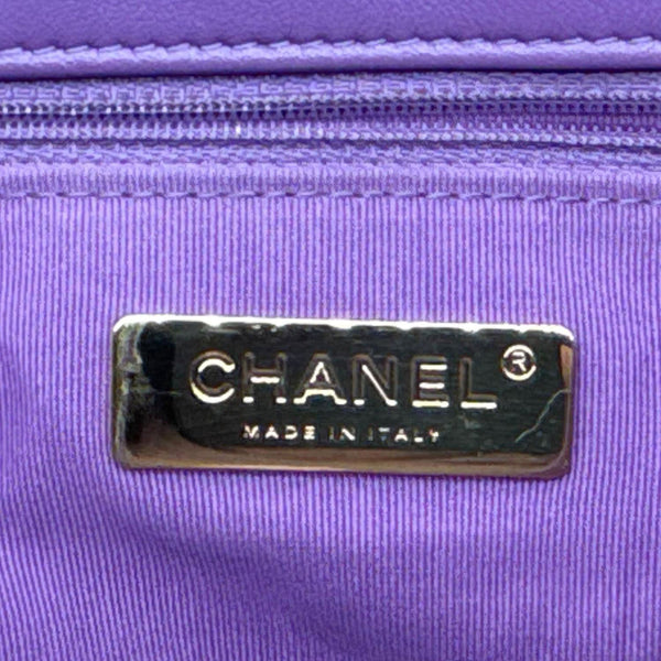 CHANEL 19 Flap Medium Quilted Lambskin Leather Shoulder Bag Purple