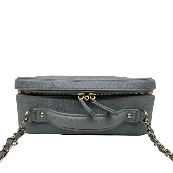 CHANEL Vanity Case Filigree CC  Large Caviar Quilted Shoulder Bag Grey