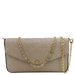 LOUIS VUITTON Felicie Pochette Monogram Empreinte Leather Crossbody Bag Beige