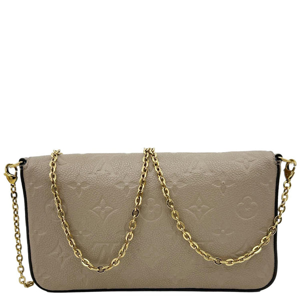 LOUIS VUITTON Felicie Pochette Monogram Empreinte Leather Crossbody Bag Beige