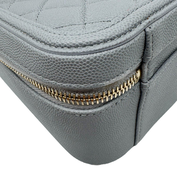 CHANEL Vanity Case Filigree CC  Large Caviar Quilted Shoulder Bag Grey