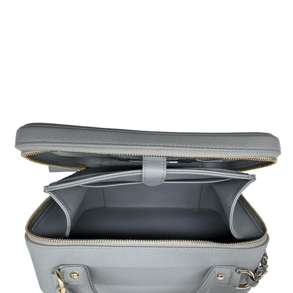 CHANEL Vanity Case Filigree CC  Large Caviar Quilted Shoulder Bag Grey