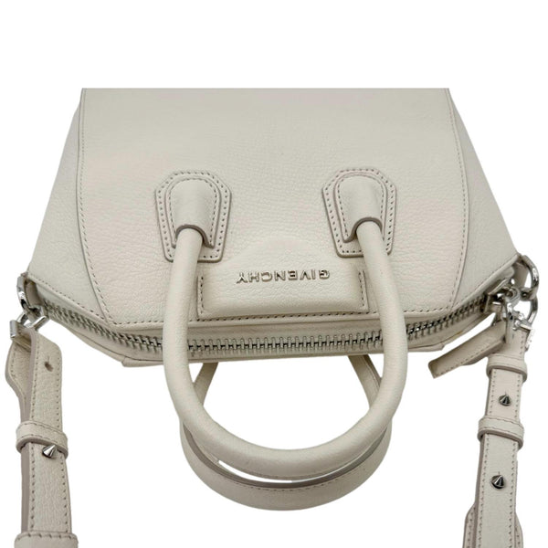GIVENCHY Antigona Mini Leather Satchel Shoulder Bag Off White