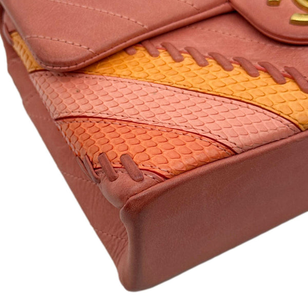 CHANEL Paris-Cuba Flap Python Patchwork Chevron Leather Shoulder Bag Multicolor