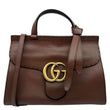 GUCCI GG Marmont Leather Top Handle Shoulder Bag Brown 421890