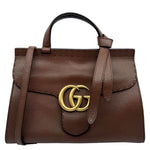 GUCCI GG Marmont Leather Top Handle Shoulder Bag Brown 421890