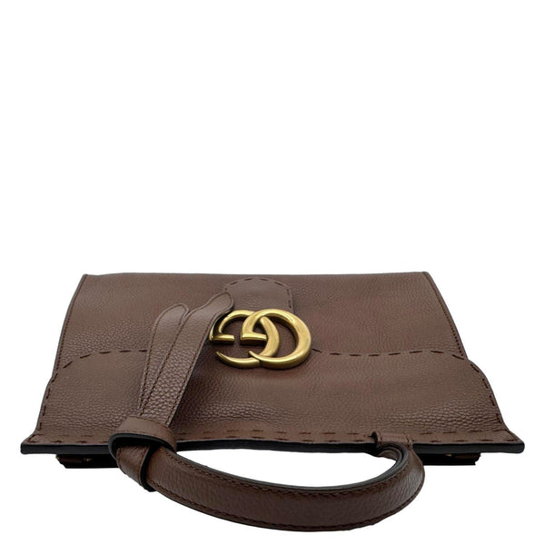 GUCCI GG Marmont Leather Top Handle Shoulder Bag Brown 421890