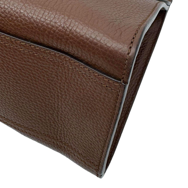GUCCI GG Marmont Leather Top Handle Shoulder Bag Brown 421890
