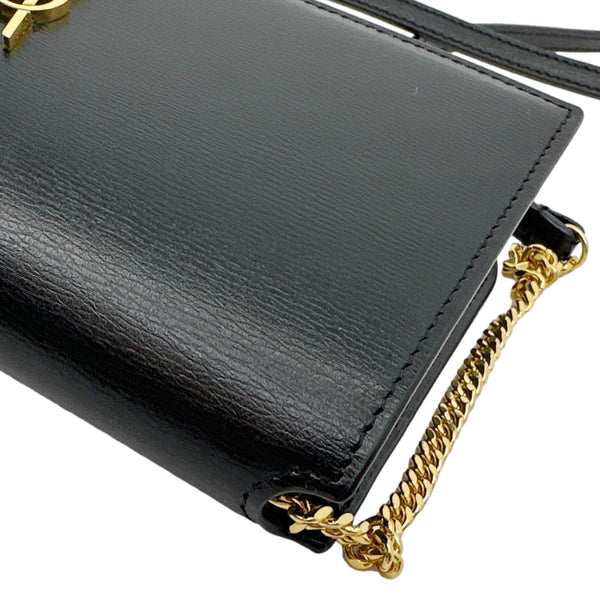YVES SAINT LAURENT Monogram Cassandre Leather Phone Holder Black