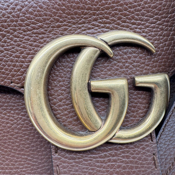GUCCI GG Marmont Leather Top Handle Shoulder Bag Brown 421890