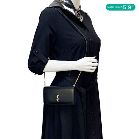 YVES SAINT LAURENT Monogram Cassandre Leather Phone Holder Black