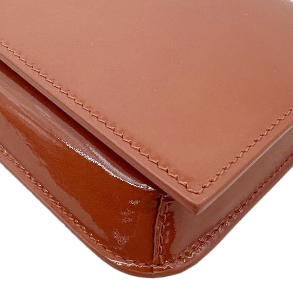 YVES SAINT LAURENT Monogram Patent Leather Phone Holder Crossbody Bag Terracotta
