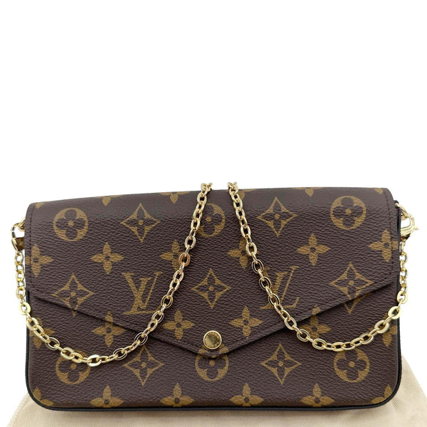 LOUIS VUITTON Felicie Pochette Monogram Canvas Crossbody Bag Brown