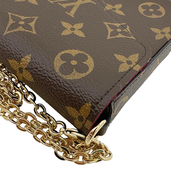 LOUIS VUITTON Felicie Pochette Monogram Canvas Crossbody Bag Brown