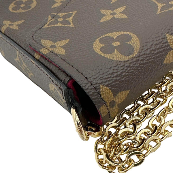 LOUIS VUITTON Felicie Pochette Monogram Canvas Crossbody Bag Brown