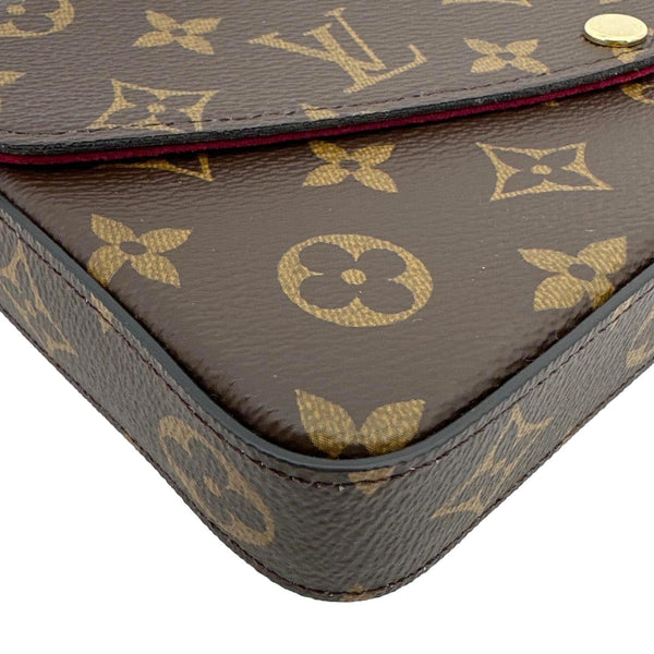 LOUIS VUITTON Felicie Pochette Monogram Canvas Crossbody Bag Brown