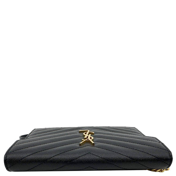 YVES SAINT LAURENT Cassandre Leather Wallet on a Chain Crossbody Bag Black