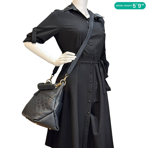 LOUIS VUITTON Maida Monogram Empreinte Leather Hobo Shoulder Bag Black