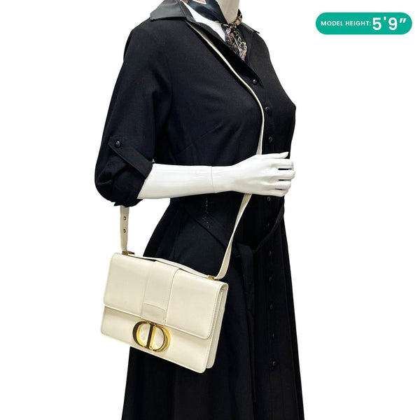 CHRISTIAN DIOR 30 Montaigne Flap Leather Crossbody Bag Off White
