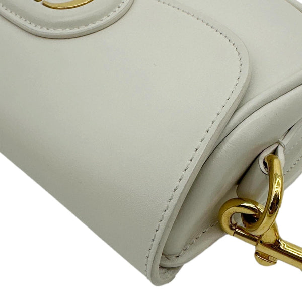 CHRISTIAN DIOR Bobby East West Calfskin Leather Shoulder Bag Off White