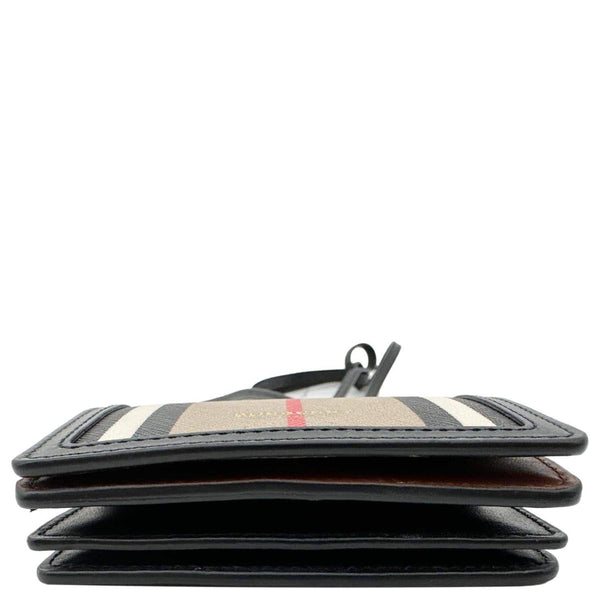 BURBERRY Jessie Icon Stripe E-Canvas Monogram Crossbody Card Case Beige