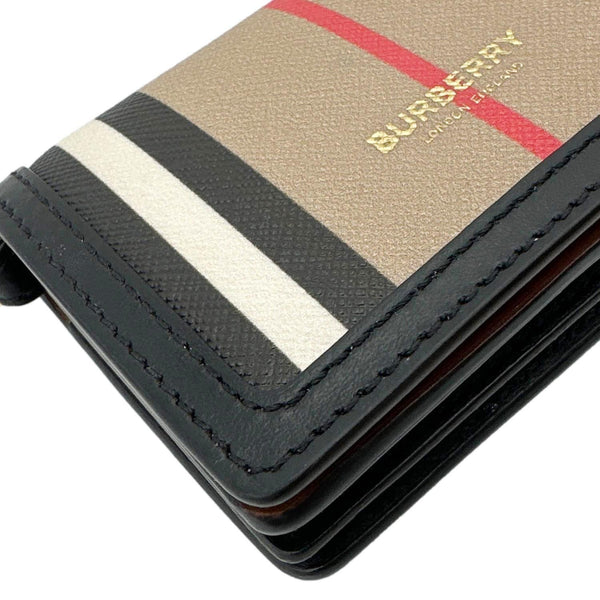 BURBERRY Jessie Icon Stripe E-Canvas Monogram Crossbody Card Case Beige