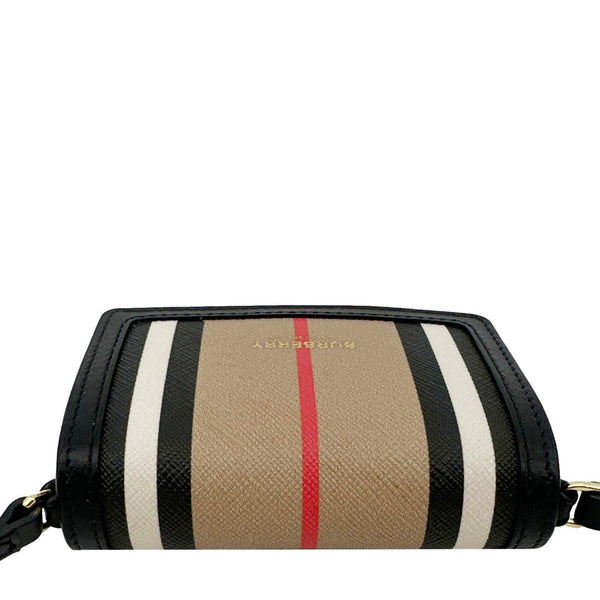 BURBERRY Jessie Icon Stripe E-Canvas Monogram Crossbody Card Case Beige