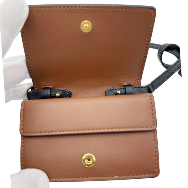 BURBERRY Jessie Icon Stripe E-Canvas Monogram Crossbody Card Case Beige
