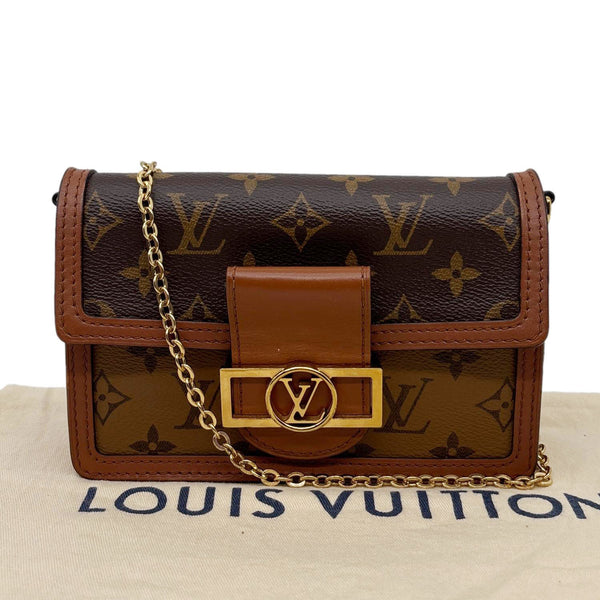 LOUIS VUITTON Dauphine Monogram Reverse Canvas Chain Wallet Bag Brown