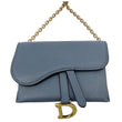CHRISTIAN DIOR Saddle Pouch With Chain Leather Crossbody Bag Blue