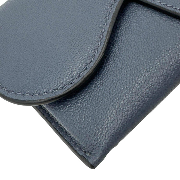 CHRISTIAN DIOR Saddle Pouch With Chain Leather Crossbody Bag Blue