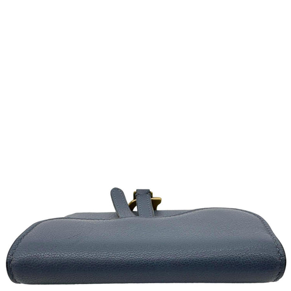 CHRISTIAN DIOR Saddle Pouch With Chain Leather Crossbody Bag Blue