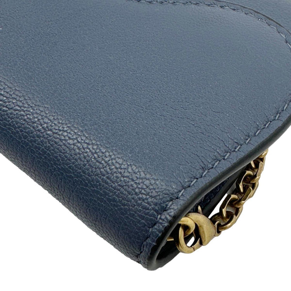 CHRISTIAN DIOR Saddle Pouch With Chain Leather Crossbody Bag Blue