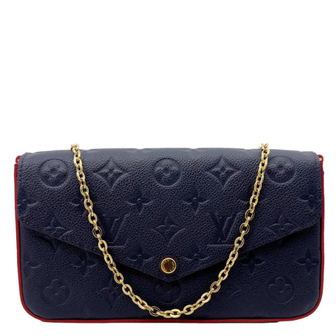 LOUIS VUITTON Felicie Pochette Monogram Empreinte Crossbody Bag Navy Blue