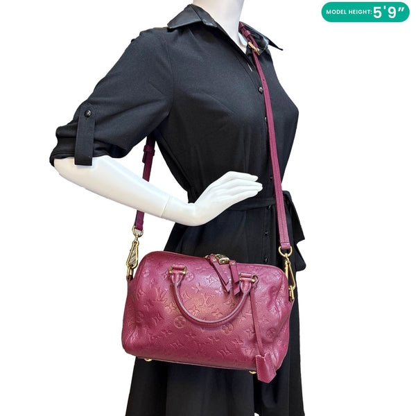 LOUIS VUITTON Speedy Bandouliere 25 Monogram Empreinte Leather Shoulder Bag Mulberry