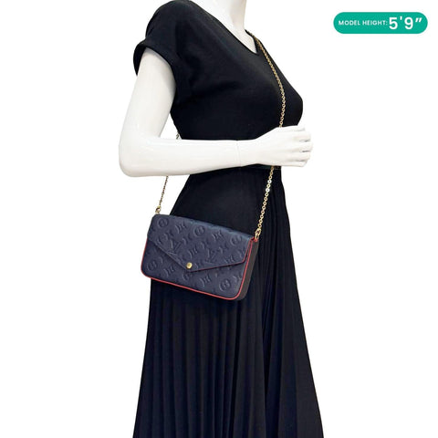 LOUIS VUITTON Felicie Pochette Monogram Empreinte Crossbody Bag Navy Blue