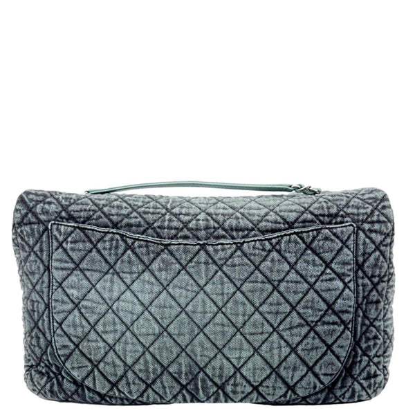 CHANEL Denimpression Flap XXL Distressed Denim Shoulder Bag Navy Blue