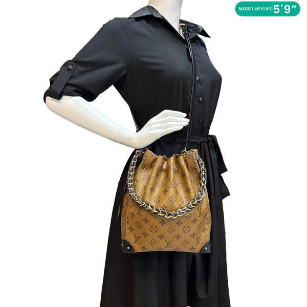 LOUIS VUITTON Noe Trunk PM Reverse Monogram Canvas Bucket Bag Brown