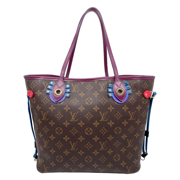 LOUIS VUITTON Neverfull MM Totem Monogram Canvas Shoulder Bag Magenta