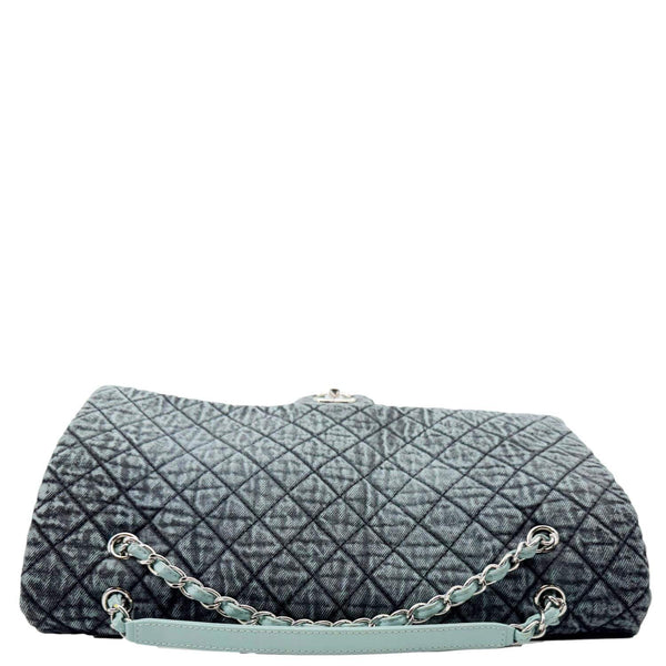 CHANEL Denimpression Flap XXL Distressed Denim Shoulder Bag Navy Blue