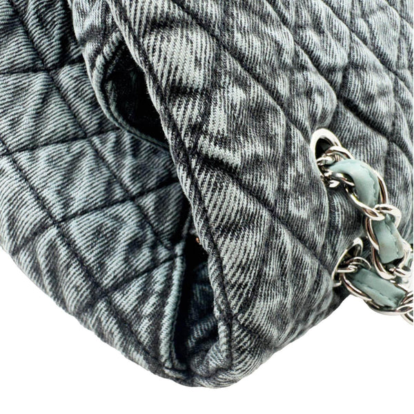 CHANEL Denimpression Flap XXL Distressed Denim Shoulder Bag Navy Blue