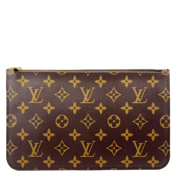 LOUIS VUITTON Neverfull Monogram Canvas Pochette Wristlet Brown