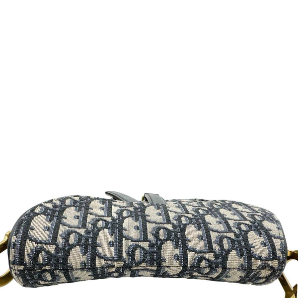 CHRISTIAN DIOR Saddle Oblique Jacquard Satchel Bag Navy Blue